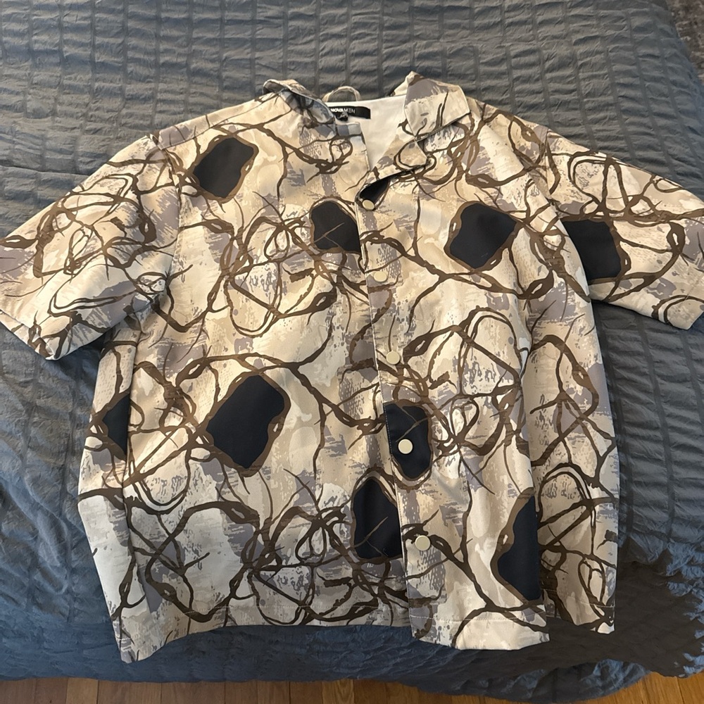 Fashion Nova Abstract Casual Button Down Shirt